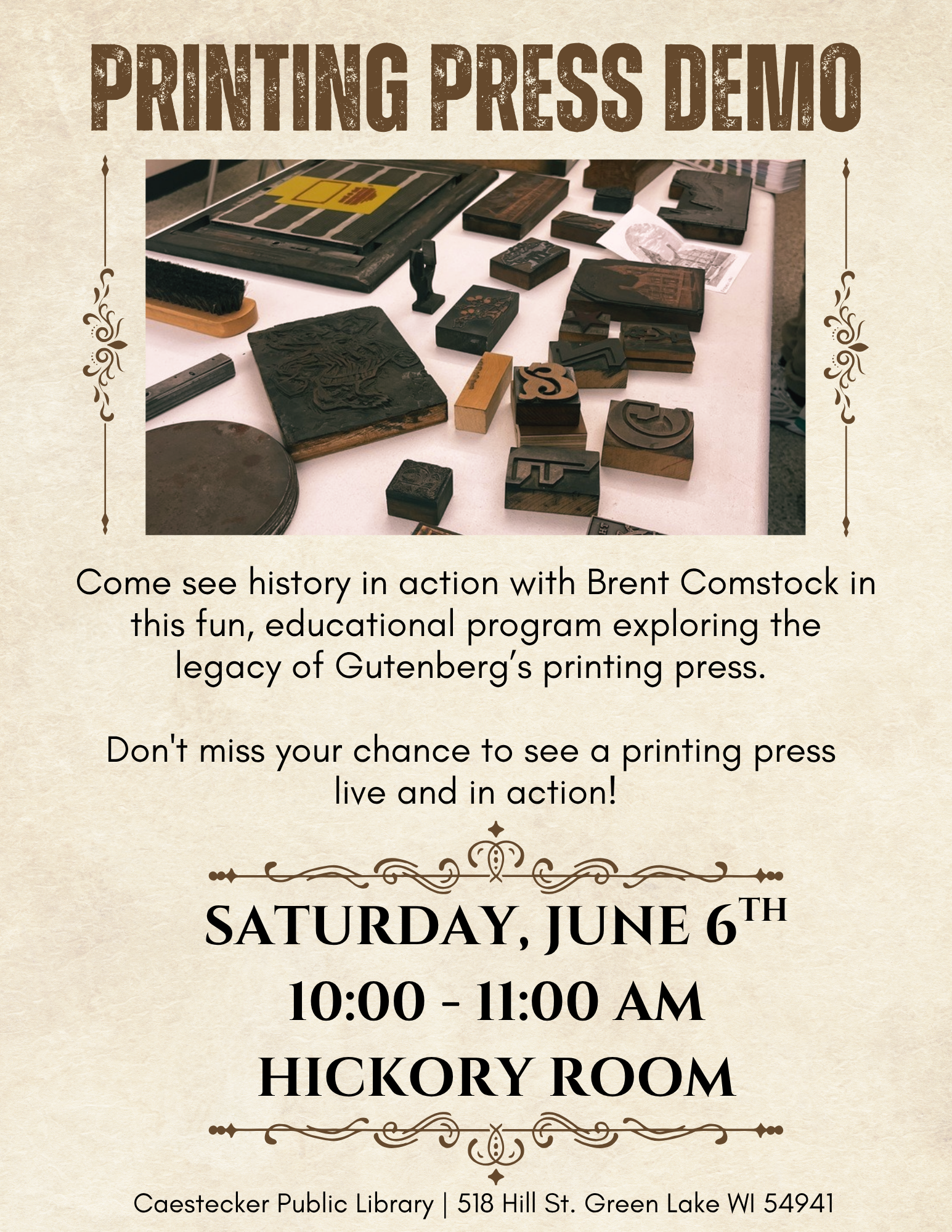 Printing Press Demo with Brent Comstock